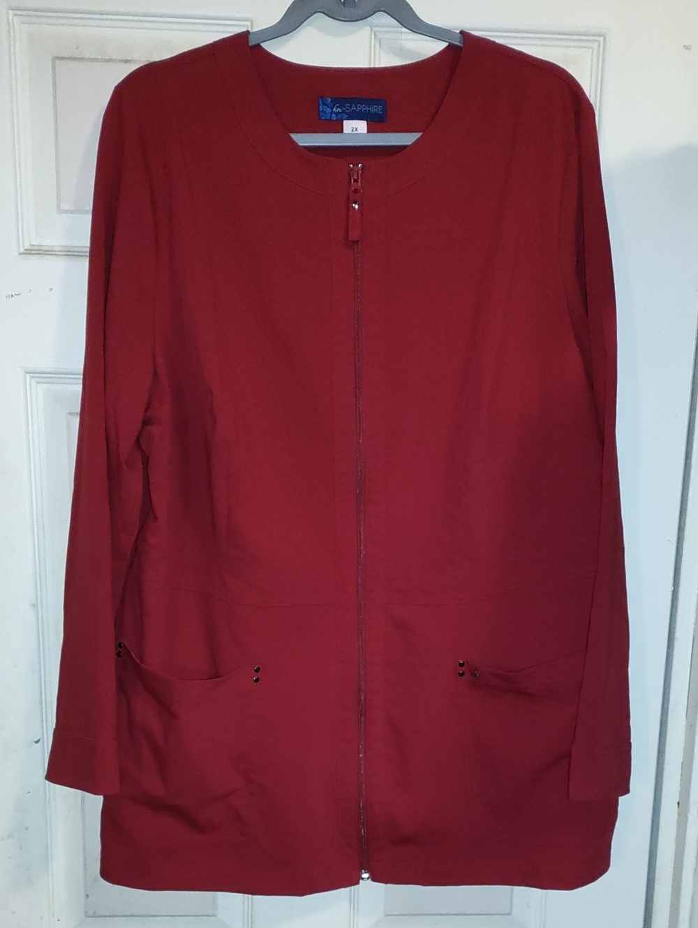 koi Red Zip-Front Trench Coat
